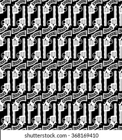 Art black revolver seamless pattern white