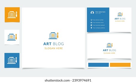 Art blog logo design with editable slogan. Branding book and business card template.
