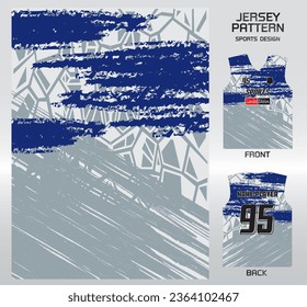 arte de diseño de patrones de pintura gris azul, ilustración, fondo textil para camisetas deportivas, camiseta de fútbol camiseta burla para club de fútbol. vista frontal coherente