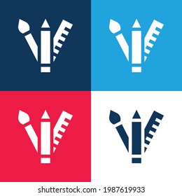 Art blue and red four color minimal icon set