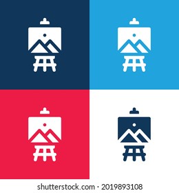 Art blue and red four color minimal icon set