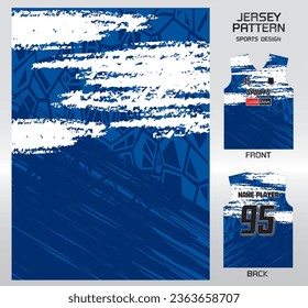 art of blue white painting pattern design, illustration, textile background for sports t-shirt, football jersey shirt mockup for football club. consistent front view