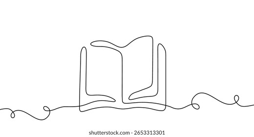 Art book line education open read illustration school one continuous icon. Line book sketch study outline research shelf paper drawn stack old background bible hand vector library doodle pen write.