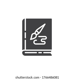 Art book vector icon. filled flat sign for mobile concept and web design. Book with paintbrush glyph icon. Symbol, logo illustration. Vector graphics