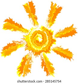 Art brash stroke splash paint isolated vector sun abstract background