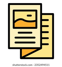 Art brochure icon outline vector. Museum gallery. Painting culture color flat