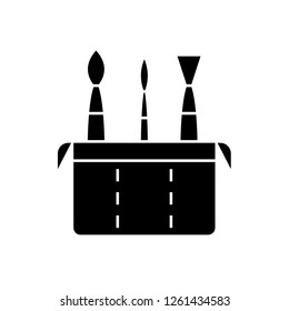 Art brush case  black vector concept icon. Art brush case  flat illustration, sign