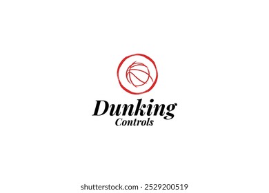 Cepillo de arte Dunking Control Ilustración vectorial de diseño de logotipo icónico Cepillo de arte de línea moderna Plantilla de diseño de Vector de logotipo de baloncesto Dunk con estilos abstractos, grunge y únicos aislados sobre fondo blanco