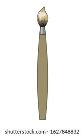 A art brush made of wood isolated on a white background as a concept of creativity, education and hobby. A vector stock illustration as logo for design or art school.