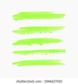 Art brush painted acrylic textured stripes set isolated vector background. Watercolor splash stroke set.