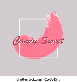 Art brush painted texture background. Abstract brush watercolor acrylic stroke poster over square frame vector illustration. Sale banner, headline, logo, stickers, backgrounds, boxes, frames.