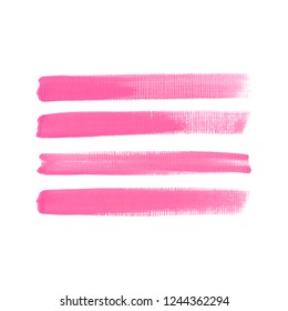 Art brush painted textured stripes set isolated vector background. Watercolor makeup stroke set.