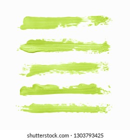 Art brush painted textured stripes set isolated vector background. Acrylic stroke  set.