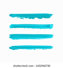 Art brush painted textured underlines set isolated vector background. Watercolor paint horizontal stripes set.