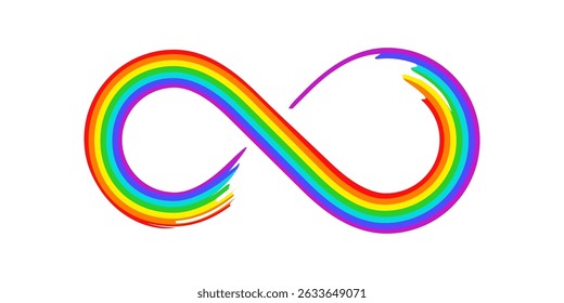 Art brush rainbow stripe infinity symbol. Vector