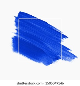 Art brush stroke paint abstract background. Brush stroke texture design  over square frame. Vector.