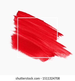 Art brush stroke paint abstract background. Brush stroke texture design  over square frame. Vector.