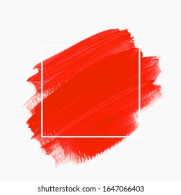 Fondo abstracto del trazo de pincel de arte. Diseño de textura de pincel sobre marco cuadrado. Vector.