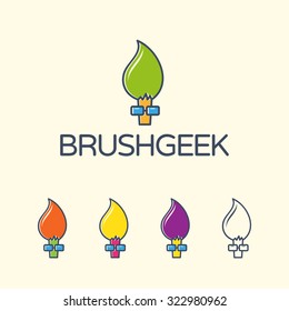 Art brush vector logo template. Geek easy logo template