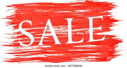 Art brush watercolor painting of red flag with white word sale blown in the wind.