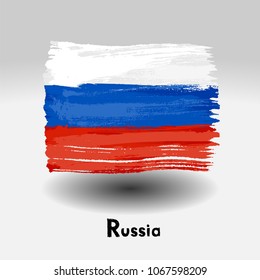 Art brush watercolor painting of  Russia flag.
