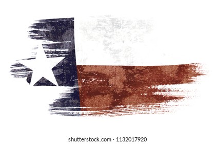 Art brush watercolor painting of Texas flag blown in the wind isolated on white background eps 10 bector illustration.