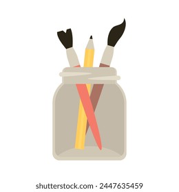 art brushes in jar isolated