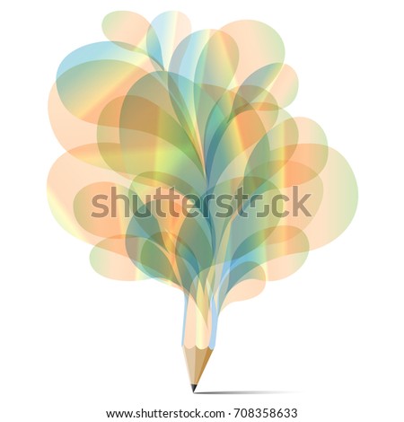 art bubble blue, yellow and orange  pencil set texture concept colorful balloon illustration vector  isolated