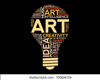 ART bulb word cloud collage, creative concept