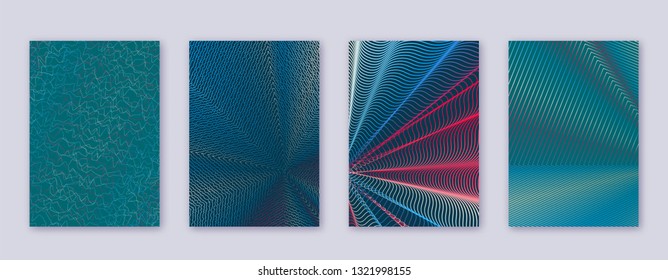 Art business card. Abstract lines modern brochure template. Red vibrant gradients geometry on white blue background. Extraordinary cover, brochure, poster, book etc.