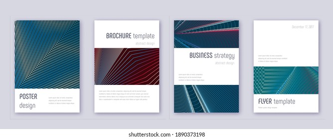 Art Business Card. Abstract Lines Modern Brochure Template. Red Vibrant Gradients Geometry On White Blue Background. Fair Cover, Brochure, Poster, Book Etc.