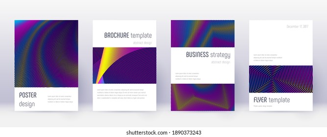 Art business card. Abstract lines modern brochure template. Red vibrant gradients geometry on white blue background. Fair cover, brochure, poster, book etc.