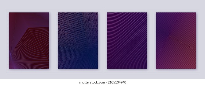 Art business card. Abstract lines modern brochure template. Violet vibrant gradients geometry on dark background. Marvelous cover, brochure, poster, book etc.