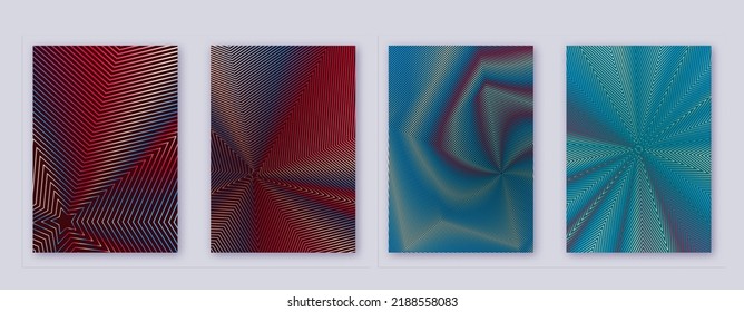 Art business card. Abstract lines modern brochure template. Red vibrant gradients geometry on white blue background. Fascinating cover, brochure, poster, book etc.