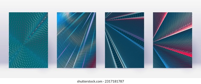 Art business card. Abstract lines modern brochure template. Red vibrant gradients geometry on white blue background. Grand cover, brochure, poster, book etc.