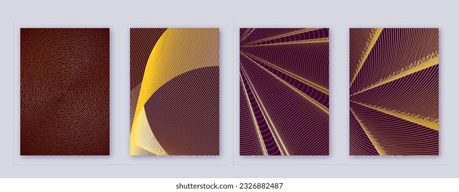 Art business card. Abstract lines modern brochure template. Gold vibrant gradients geometry on bordo background. Delicate cover, brochure, poster, book etc.