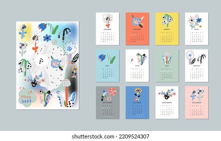 Art Calendar 2023 with flowers