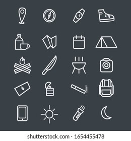 diseño de conjunto de iconos del campamento de arte