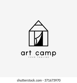 Art camp logo template design. Vector illustration.