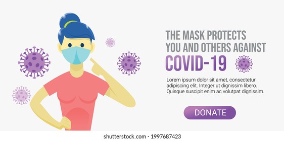 Art for campaign against the Corona Virus. man in mask. Woman ordering you to put your mask on.