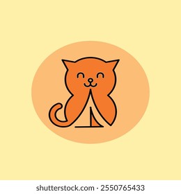  art camping cat logo design