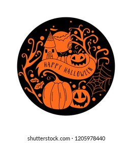 Art card for Happy Halloween.Design template for flyers, posters,ecards, invitations, brochures. Creative style. Vector illustration