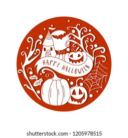 Art card for Happy Halloween.Design template for flyers, posters,ecards, invitations, brochures. Creative style. Vector illustration