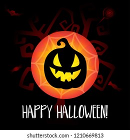 Art card for Happy Halloween.Design template for flyers, posters,ecards, invitations, brochures. Creative style. Vector illustration