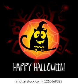 Art card for Happy Halloween.Design template for flyers, posters,ecards, invitations, brochures. Creative style. Vector illustration