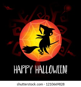 Art card for Happy Halloween.Design template for flyers, posters,ecards, invitations, brochures. Creative style. Vector illustration