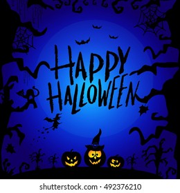Art card for Happy Halloween.Design template for flyers, posters,ecards, invitations, brochures. Creative style. Vector illustration