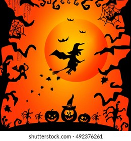 Art card for Happy Halloween.Design template for flyers, posters,ecards, invitations, brochures. Creative style. Vector illustration