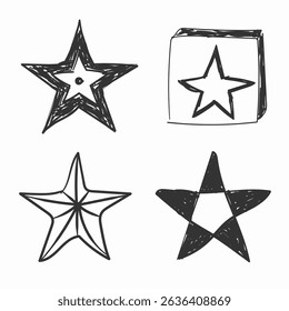 Art cartoon doodle star element figure line hand drawing abstract glow sparkle decorative flash simple shape background vector burst light design geometric sketch icon illustration.

