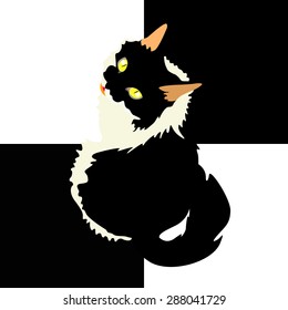 art cat, black and white